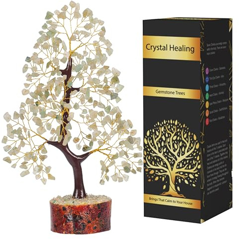 YUVDIPR 7 Chakra Money Tree Healing Feng Shui Statues & Figurines Reiki Crystal Balancing Buddha Home Décor (Green Jade G)