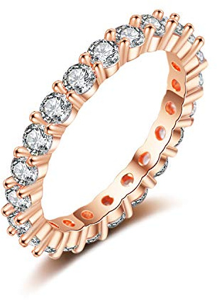 Eternity Ring Deluxe aus 925 Sterling Silber mit Zirkonia Kristallen Damenring in Silber, Gold und Rosegold für Damen und Frauen mit Steinen