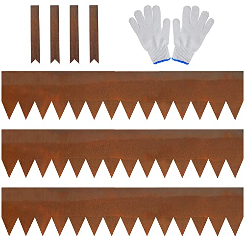 JonesHouseDeco Paquete de 3 bordes de césped de acero Cor-Ten preoxidado de 1 m de largo x 20 cm de alto, borde decorativo de metal resistente de calibre 14 (3 m de longitud en total)