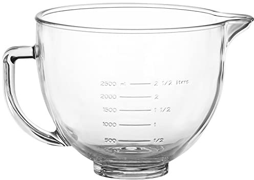 MOLIGOU Glas-Rührschüssel, kompatibel mit Kitchenaid 4,5 und 5 Quart Kippkopf-Standmixern, 5 Quart Glas-Mixerschüssel mit Griff und Ausgießer