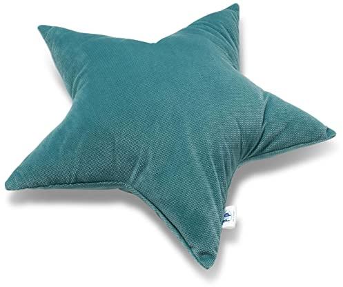 Pepi - Kuschelkissen Kinder - Handgenäht Kissen Kinderzimmer - Kinder Kissen Stern - Baby Kissen Deko - Sternkissen Emerald