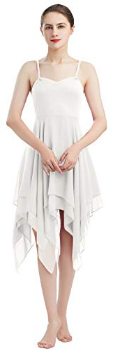 Abito da ballo da donna, con spalline sottili, schiena scoperta, in chiffon