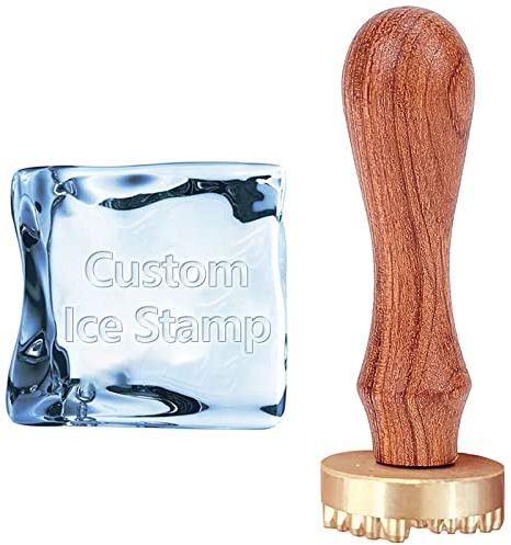 CRASPIRE Eiswürfelform, Personalisierter Eisstempel, 4 cm, Individuelles Logo/Bild/Initialen, Eiswürfel-Pressstempel, Messing-Stempelkopf Mit Abnehmbarem Holzgriff Für Die Herstellung von Eisgetränken