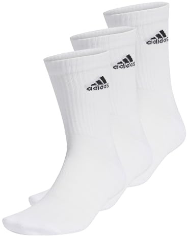 adidas Unisex niños Cushioned Crew Socks 3 Pairs, White / Black, 7-8 Years