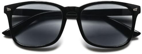 MAGIMODAC Damen Herren Lesebrille Rechteckige Sonnenlesebrille Getönte Lesesonnenbrille UV-Schutz Lesebrillen mit Sonnenschutz Hell Schwarz +2.00