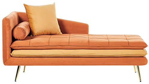 Beliani Ré­ca­mi­e­re Samt orange mit goldenen Beinen linksseitig Gonesse