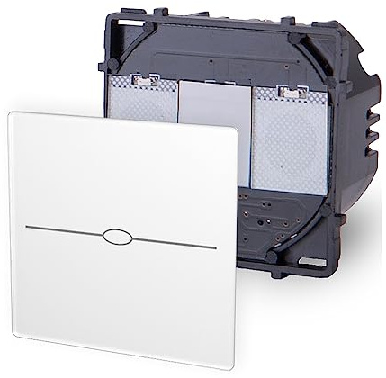 Luxus-Time LUX SERIE - Interruptor de luz táctil con sensor de cristal, enchufe Schuko, USB, color blanco, negro y dorado (módulo: interruptor táctil conmutador/cruz de 1 vía, blanco)