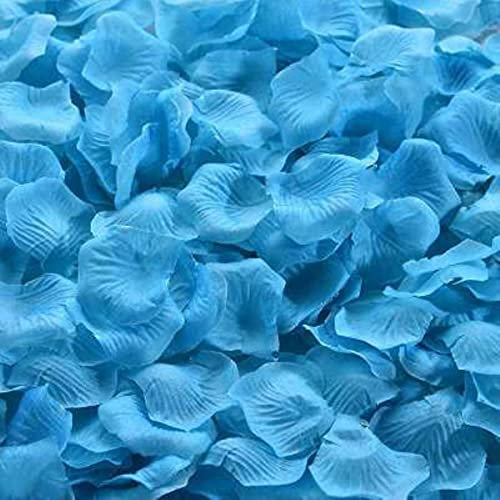 ESCATIC 100/500/1000 Stück künstliche Rosenblätter, romantische künstliche Blumen, Seidenblätter, Valentinstag, Hochzeit, Blütenblätter, Dekoration, Seeblau, 500 Stück