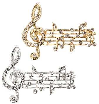 ARFUKA Emalj nål set strass musiknot emalj slag nålar broscher kläder slag pin smycken present till vänner paket med 2, Metall