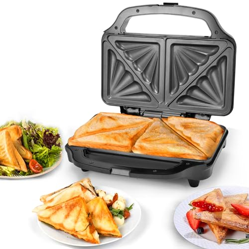 SUPERLEX XL Sandwichmaker 900W – XXL Sandwichtoaster mit Antihaftbeschichtung, 4 Sandwiches gleichzeitig & Sicherheitsgriff | BPA-frei, spülmaschinengeeignet
