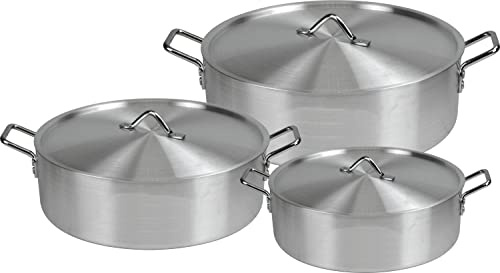 Sterling Ventures Klassic Aluminium Cookware Set Casserole Catering Cooking Pots 24-26-30cm
