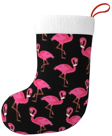 WURTON Weihnachtsstrümpfe, niedlicher rosa Flamingodruck, Weihnachtsstrümpfe, festliches Partyzubehör, Unisex