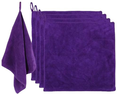 Geschirrtücher 5 Stück super saugfähiges Reinigungstuch, innovativer Stoff-Reinigungslappen, langlebiger, wiederverwendbarer Lappen mit Aufhängeöse for die Küche Spülschwämme ( Color : Purple , Size :