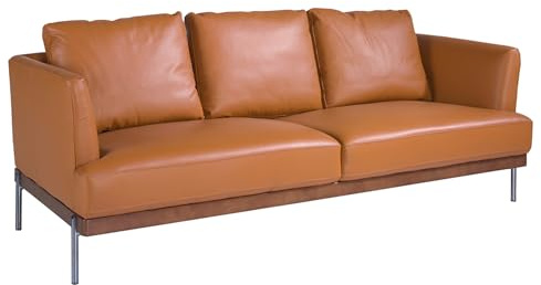 Angel Cerdá - Sofa Modern 3-Sitzer Leder Braun Kapitoniert | Rindsleder, Kapitoniert-Optik, Elegants Design, Fürs Wohnzimmer, 240 x 95 x 77 cm