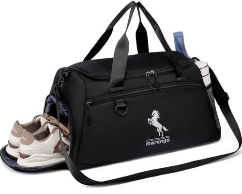 Marengo Gym Bag for Men & Women, 37L Small Duffle Gym Bag with Shoe & Wet Compartment - 3 in 1 Carry on Travel Backpack Waterproof Sports Bags for Travel, Sports, Fitness, Workout