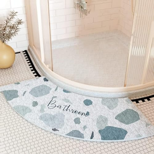 YZBBSH Corner Shower Mats Non Slip,Curved Bath Mat for Bathroom and Shower, Semi-Circular Bath Mat Washable Bathroom Rug Corner Bath Tub Floor Carpet (C)