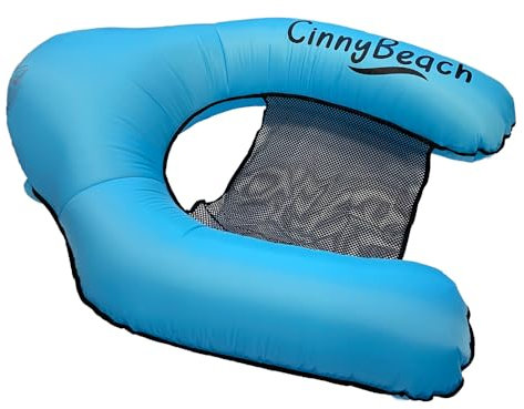 Cinnybeach® Innovativo Materassino Gonfiabile in 2 Secondi Mare e Piscina, Relax per Adulti, Unisex, Poltrona Gonfiabile senza Pompa, Autogonfiabile, con Meccanismo di Chiusura a Clip (Azzurro)