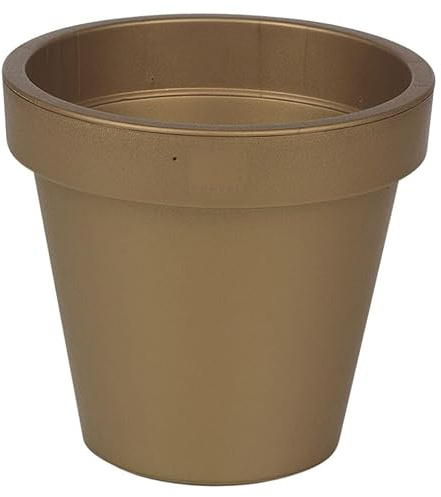 URBN GARDEN 20 cm großer, goldener runder Blumentopf, eleganter dekorativer Übertopf für Garten oder Terrasse, perfekt zur Verschönerung Ihres Außenbereichs