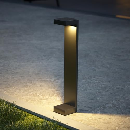 TRIVIDHA Modern Landscape Lights LED Bollard Lighting Fixture 7W Pathway Lighting 3000K External Lawn Path Light Black Aluminum Waterproof Path Lamp For Walkway Driveway Garden Patio Garage
