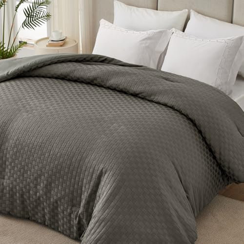 Whale Flotilla Couette 300GSM en Microfibre, 220 x 240 cm, Couette Chaude et Douce pour Lit 2 Personnes, Respirante, Confortable pour 4 Saisons, Gris