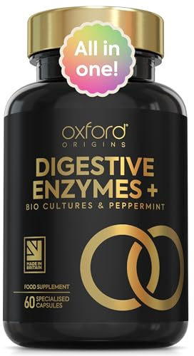 Award Winning 10-in-1 Digestive Enzyme Supplements | Made in The UK | Probiotics & Peppermint Oil for Gut Health, Bloating Relief and Belly Reduction | One Vegan Capsule per Meal | 60 Capsules