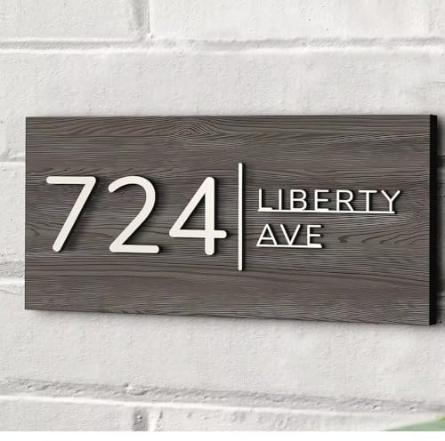 Numero Civico Decorativa Da Parete In Legno 3D Personalizzata Con Nome, Targhe Per Esterno Con Numero Civico, Decorazione Della Parete Di Casa, Barra, Placche Della Porta Del Negozio(40 * 25CM)