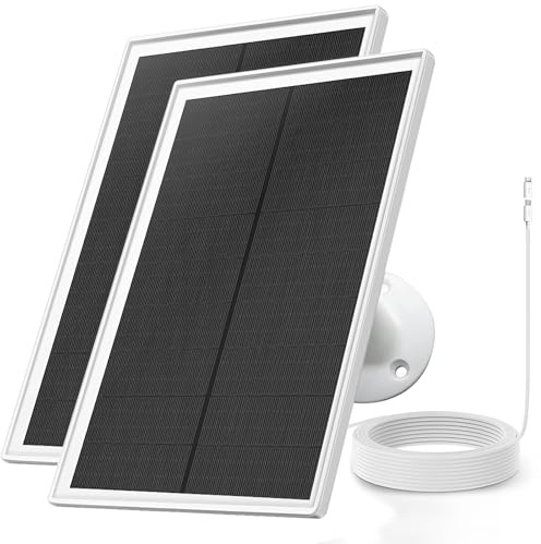 Solar Panel Charger for Arlo Essential 2K Outdoor(2nd Gen)/Essential XL Camera(2nd Gen)/Essential Spotlight, 5V 6W Continuously Charging, 9.8ft Cable, Weatherproof (2Pack)