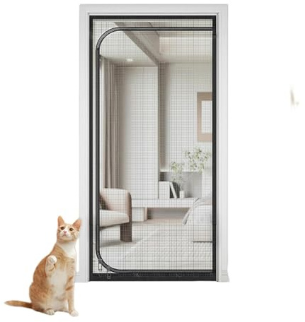 Zanzariera per gatti antigraffio, in rete, con cerniera, impedisce a cani e gatti di correre (grigio C, 100 x 210 cm)