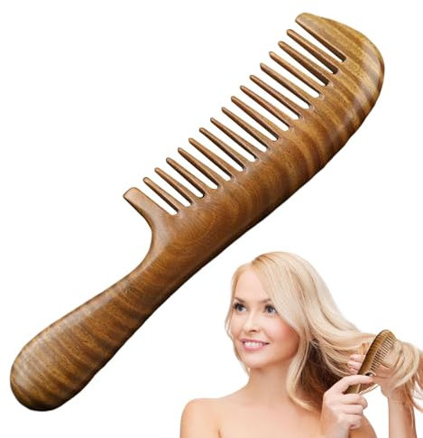 Peigne En Bois De Noyer | Peignes À Cheveux En Bois De Noyer | Peigne À Dents Larges Avec Poignée | Peignes Antistatiques Faits À La Main, Outil De Soins Capillaires | Peigne À Cheveux En Bois Santal