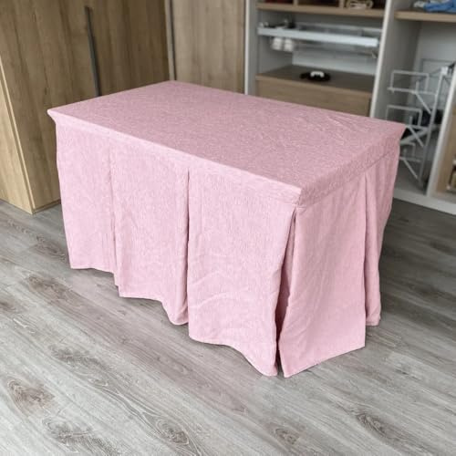 Genérico Ropa Chenilla de Mesa Camilla Rectangular (Rosa Palo) con 10 Pliegues - Medida 120 x 70 cm (72 cm de Altura) - Falda Mesa Camilla, Enaguillas, Enaguas, Ropa Chenilla
