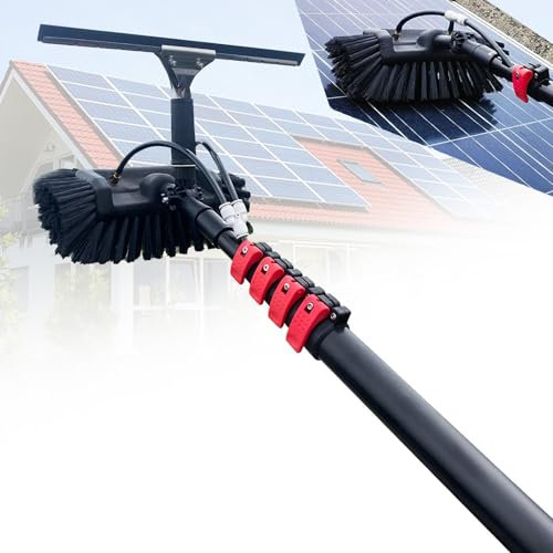 2-in-1 Teleskopstange mit,5-Flächen-Bürste und Fensterwischer,Telescopic Pole Waschbürste,Fensterputzer mit Teleskopstiel,Fensterreinigung Wintergarten Reinigungsset PV Anlage Reinigung(20FT/6M)