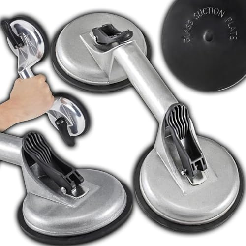 Retoo Doppelsauger Glasheber, Vakuumheber, 100 kg, Aluminium, Silber
