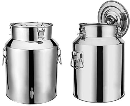 Stainless Steel Heavy Duty Milk Can Jug 14L Milk Churn Canister with Spigot Transport Tank for Wine 5L Capacity