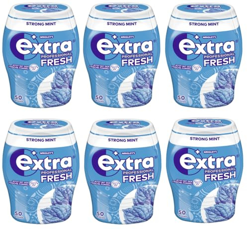 EXTRA PROFESSIONAL Fresh Dose Strong Mint 6x50 Dragees (6 Dosen) Kaugummi I Zahnpflege I Zuckerfrei I Frischer Atem - Atemerfrischer
