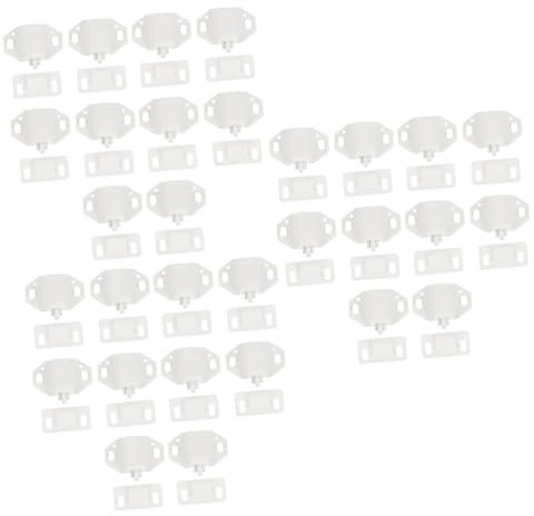 Lurrose 30 Sets Perlen Türschnallen Schnappriegel Kugel Türschloss Türclip Schnalle Holztürriegel Möbelriegel Möbeltürriegel Fliegengittertür Schnalle Kunststoff Weiß