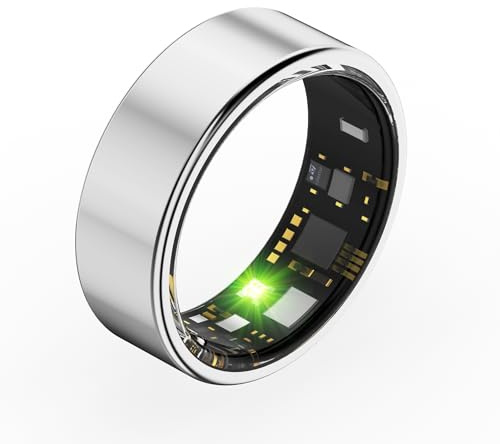 UouNeaCo Smart Ring for Women and Men, Fitness Tracker with Heart Rate Monitor, Sleep Tracker,100+ Sport Modes, Step Counter, IP68 Waterproof, No Subscription Fee for iOS/Android (Silver, 8)