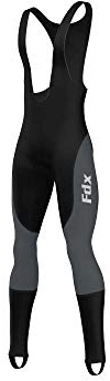 FDX Men’s Cycling Bib Tights – Italian Roubaix Fabric, Quick Dry, Padded, Breathable Thermal Bike Bib Pants – Cyclox Winter Bicycle Riding Trouser, Cold Wear Biking Leggings Black/Grey