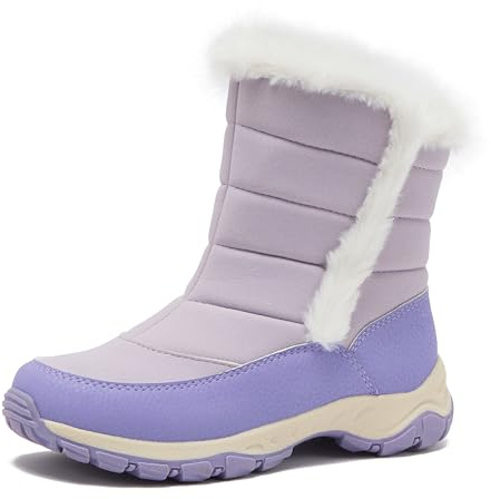 Lands' End Expedition Warmest Waterproof No Tie Kids Snow Boots for Boys and Girls - Insulated Winter Fleece Lined Snow Boots Size 11 to 7 Little and Big Kid Shoes - Light Purple, 13 Little Kid