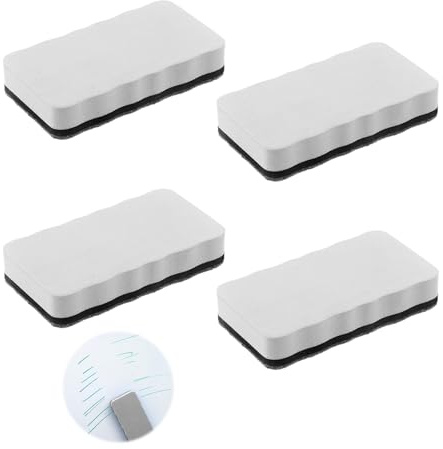 4 PCS Cancellino Magnetico Per Lavagna Bianca, Cancellino Lavagna Magnetica Bianca Löscher Gomma Cancellabile con Magneti Potenti Cancellatore Magnetico e Lavabile a Mano Per Ufficio Scuola e Casa