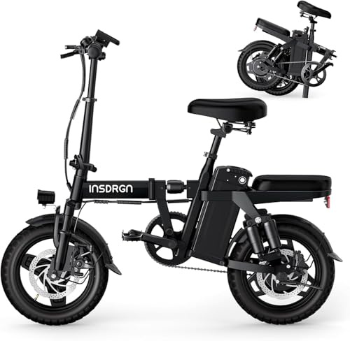 INSDRGN Electric Bike for Adults and Teens, 14 Mini Folding E Bike, 1500W Peak Motor, 48V 768Wh Removable Battery, 35Miles, 20MPH Commuting Electric Mountain Bike, 9 Shock Absorbers, UL2849