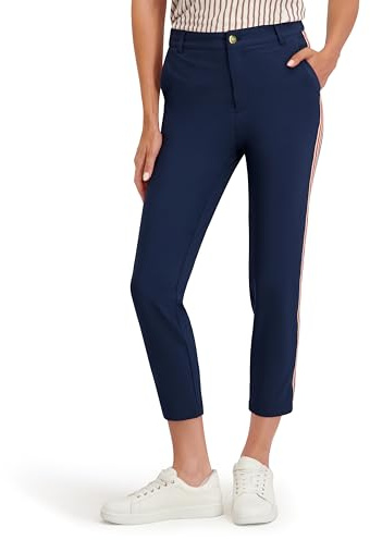 Stella Parker Women's Performance Side Stripe Golf Pant – UPF 50+, Stretch Fabric, Navy, 8