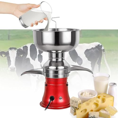 PioMue Écumeuse à Lait électrique, séparateur de crème et centrifugeuse à Lait, 50 L/h, séparateur de crème en Acier Inoxydable 304 pour l'extraction du Beurre et du Fromage