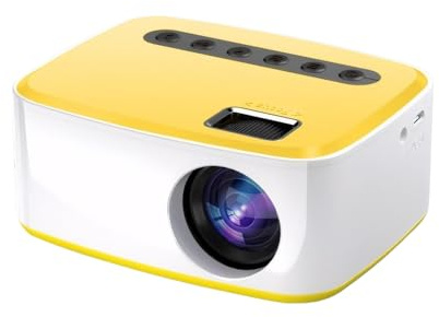 mophrati Proyector de vídeo HD con Puerto para Auriculares para Cine en casa, Puerto para Auriculares X1, proyector para teléfono móvil, proyectores de vídeo 1080, Amarillo