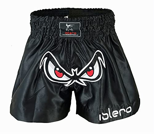 Islero Muay Thai Fight Shorts MMA Kick Boxing Grappling Martial Arts Gear UFC Men (UK, Alpha, Regular, Regular, Black, XS)