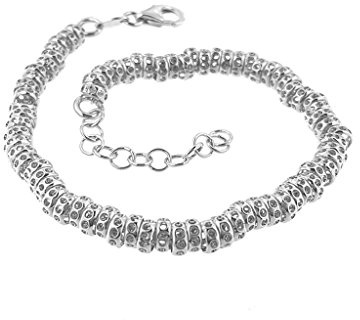 Bracciale con rondelle traforate diametro 4 millimetri in argento 925 per uomo e donna.
