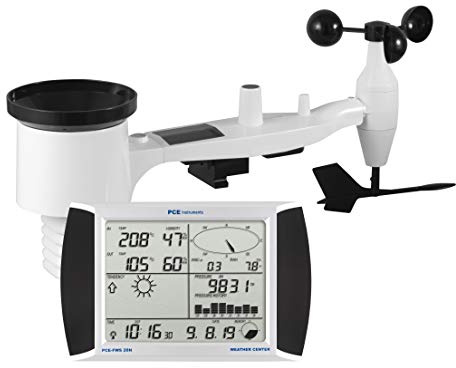 Funkwetterstation PCE-FWS 20N mit Außensensoren für Windrichtung, Windgeschwindigkeit, Temperatur, relative Luftfeuchtigkeit, Regenmenge, USB-Schnittstelle, Analyse-Software,