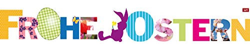 1art1 Ostern Frohe Ostern Wand-Tattoo | Deko Wandaufkleber für Wohnzimmer Kinderzimmer Küche Bad Flur | Wandsticker für Tür Wand Möbel/Schrank 111x16 cm