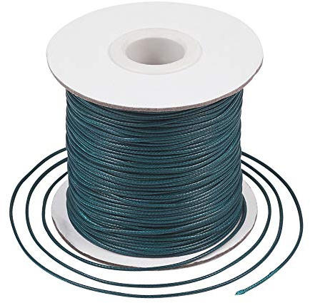 Craftdady 85 yard/rulle 1 mm rund vaxad polyestertråd tråd pärlsnöre spole för smyckestillverkning, blågrön