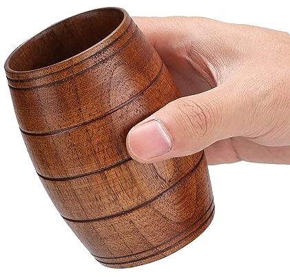 HERCHR Taza de Cerveza de Madera, Taza de Café de Madera, Taza de té de agua, Mini Vaso de Azufaifo Natural Con Whisky Para Bar En Casa