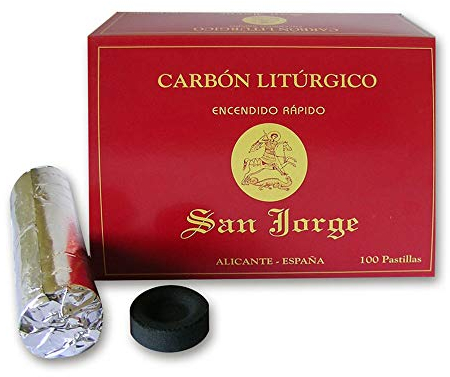 San Jorge - Carbon para Incienso Caja 100 Pastillas de 33mm Encendido rapido